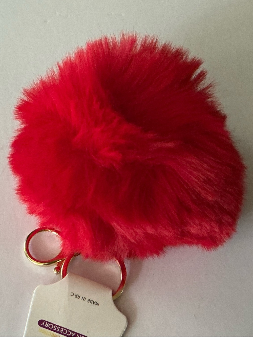 Red Faux Fur Pom Keychain - Brand Unspecified